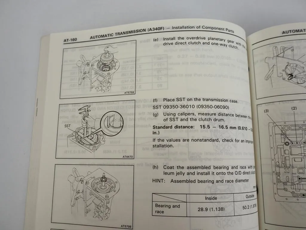 Toyota Supra Cressida Truck 1992 Repair Manual Automatic Transmission A340 E F H