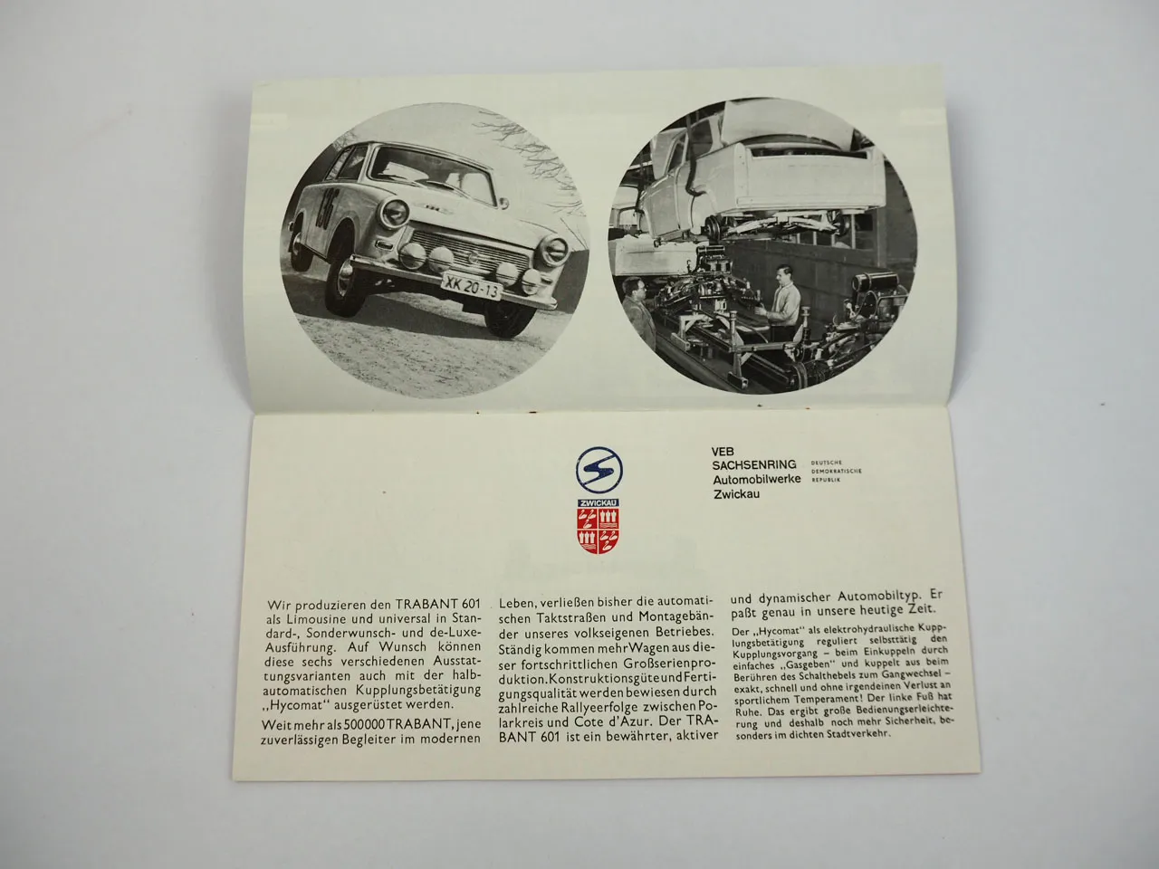 Trabant 601 Standard Universal S de luxe Prospekt IFA Zwickau DDR 1969