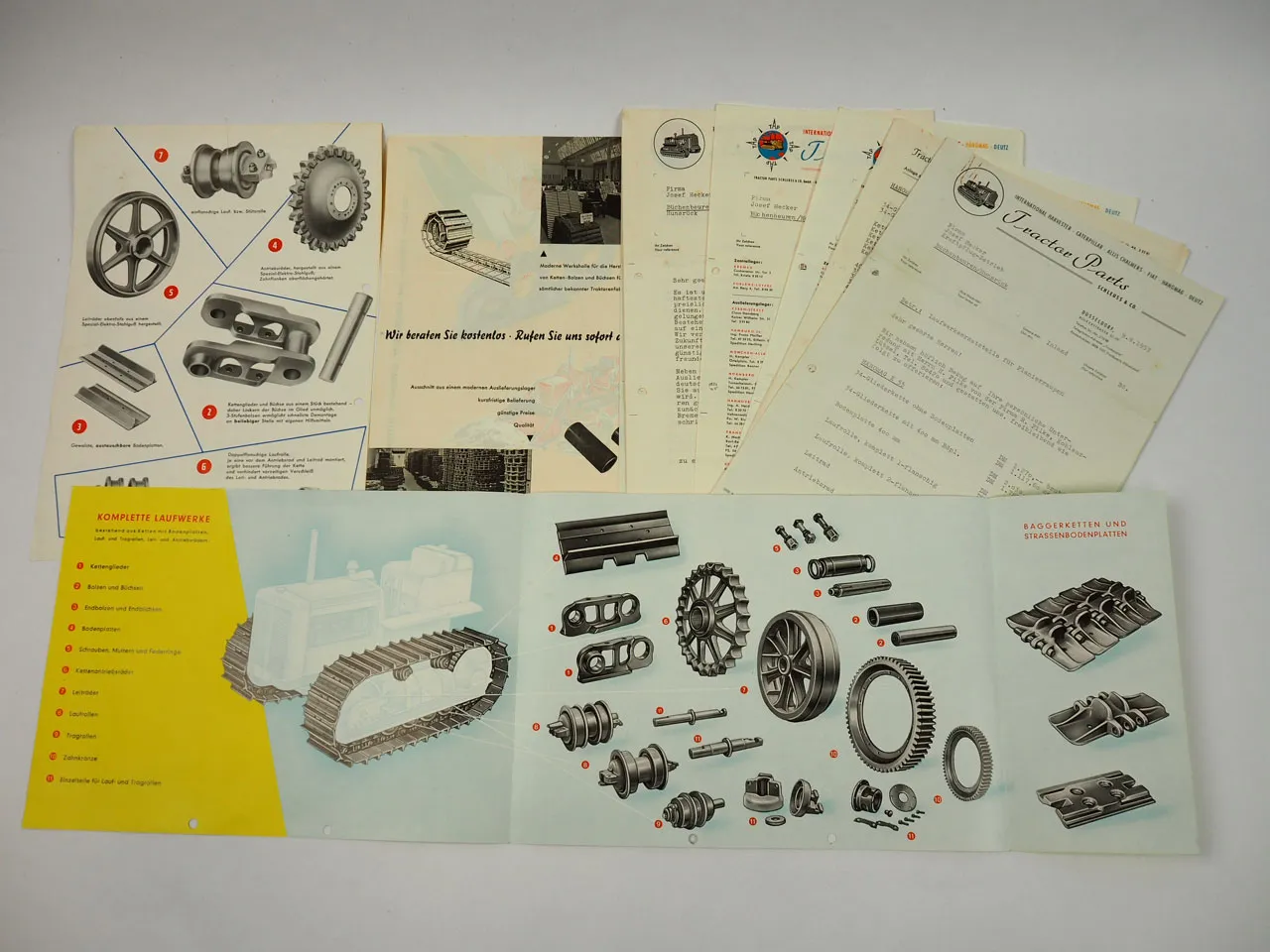 Tractor Parts Planierraupe Schleuss Düsseldorf 3x Prospekt Anschreiben 1950er