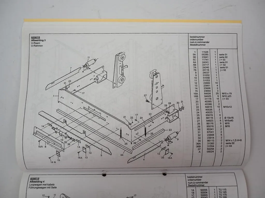Trioliet TU 115 - 195 Siloblockschneider Werkstatthandbuch Ersatzteilliste 2014