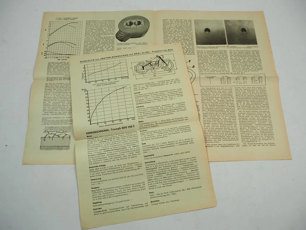 Triumph BDG 250 S Motorrad Sonderdruck Testbericht Motor Rundschau 1952