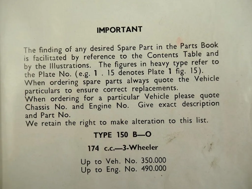 Trojan 150 154 B-O B-1 153 B-2 Heinkel Cars Parts List Ersatzteilliste ca. 1960