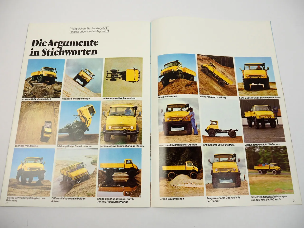 Unimog Allrad Fahrgestelle im Gelände im Spezialeinsatz Prospekt 1983 Feuerwehr