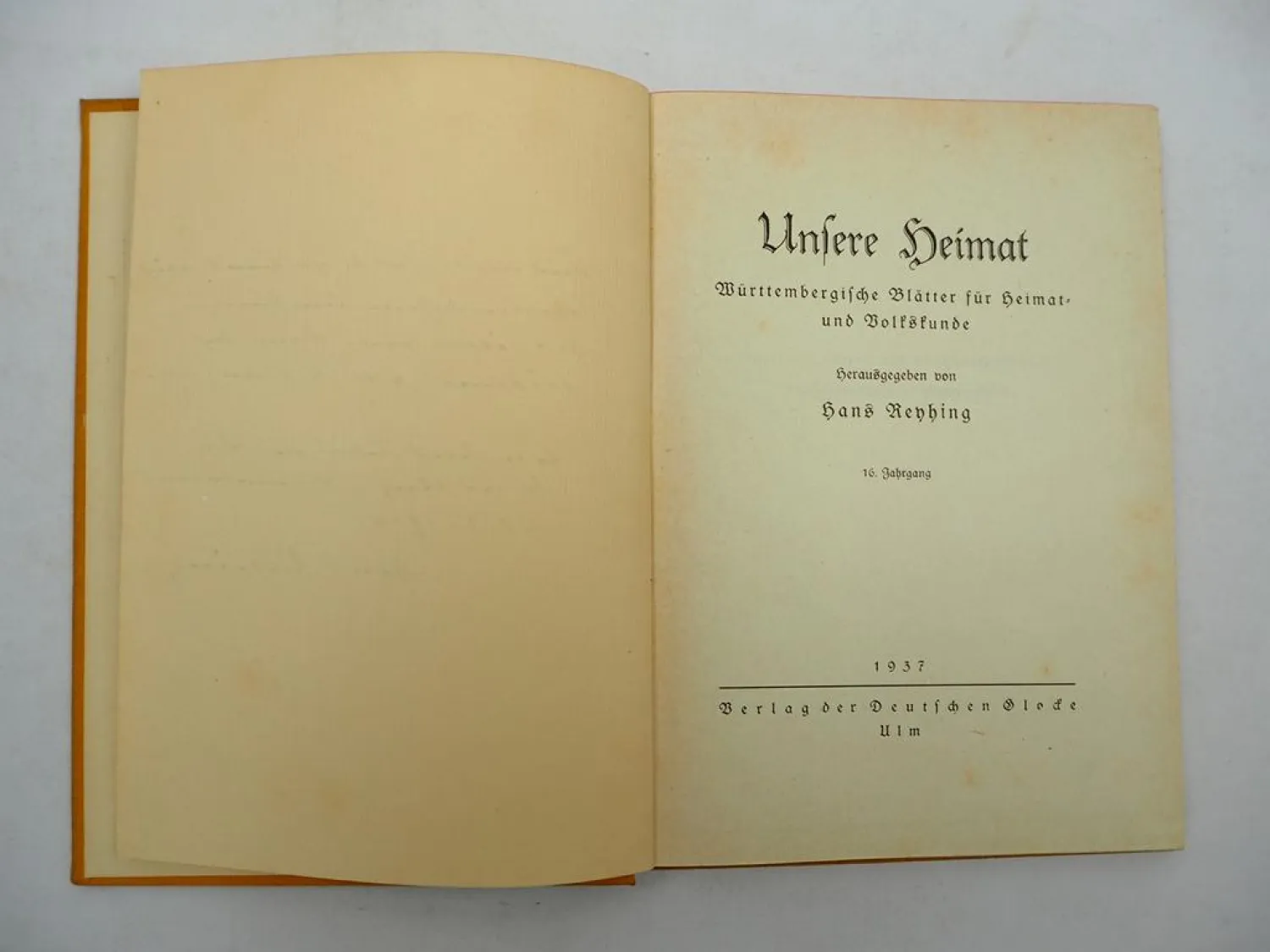 Unsere Heimat Bd.16 Württembergische Blätter 1937 H. Reyhing Widmung vom Autor