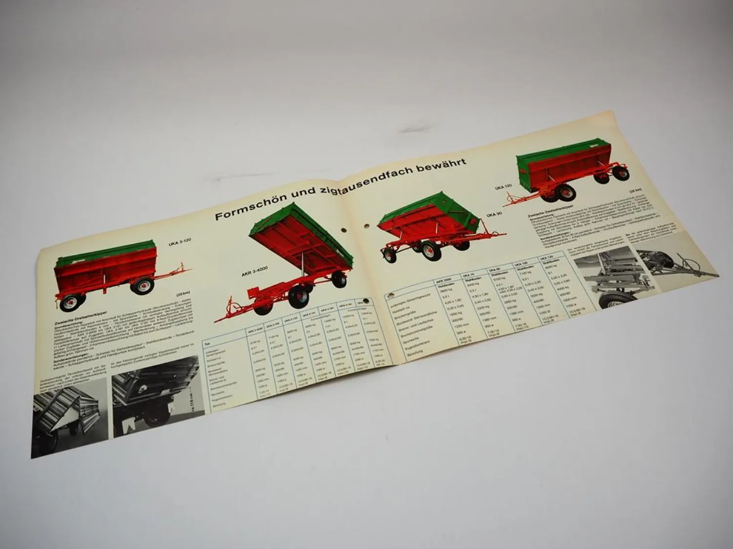 Unsinn Record AKR 3-4000 - UKA 3-120 Dreiseitenkipper Prospekt Techn. Daten 70er