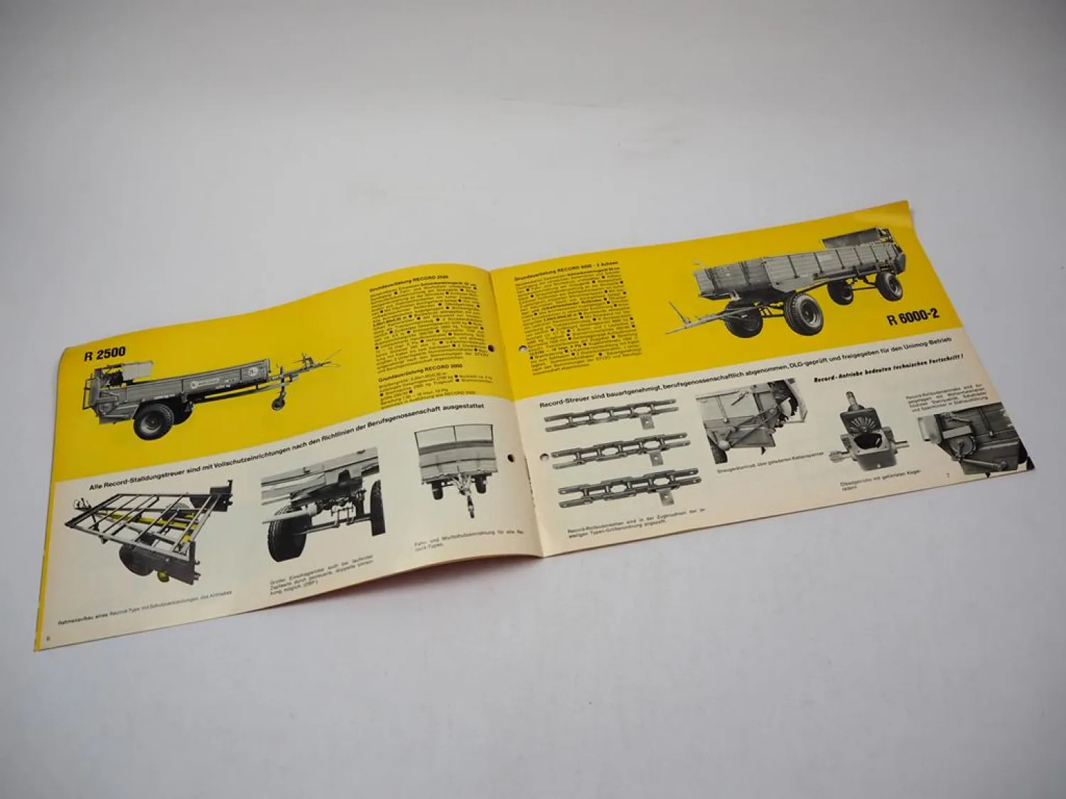 Unsinn Record R 2500 - RG 6000 T Stalldungstreuer Grundausrüstung Prospekt 70er