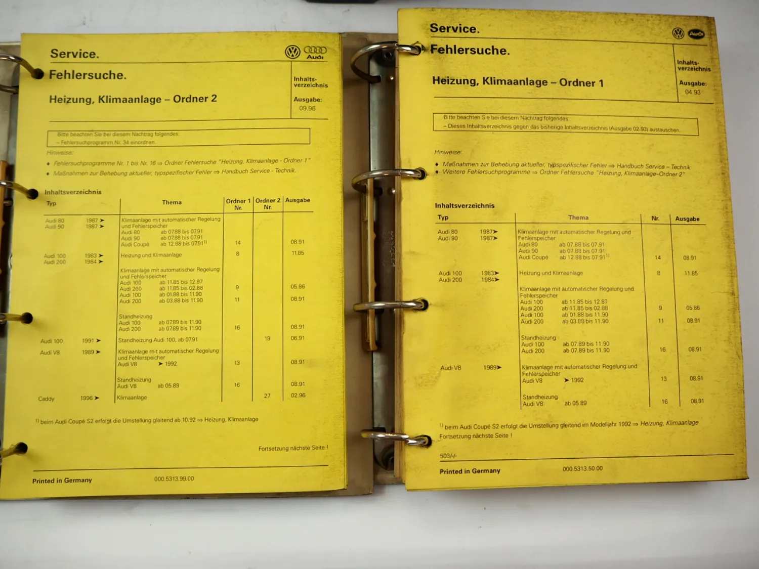 VAG Fehlersuche Motor Heizung Klimaanlage Karosserie Reifen Audi VW Golf T3 T4