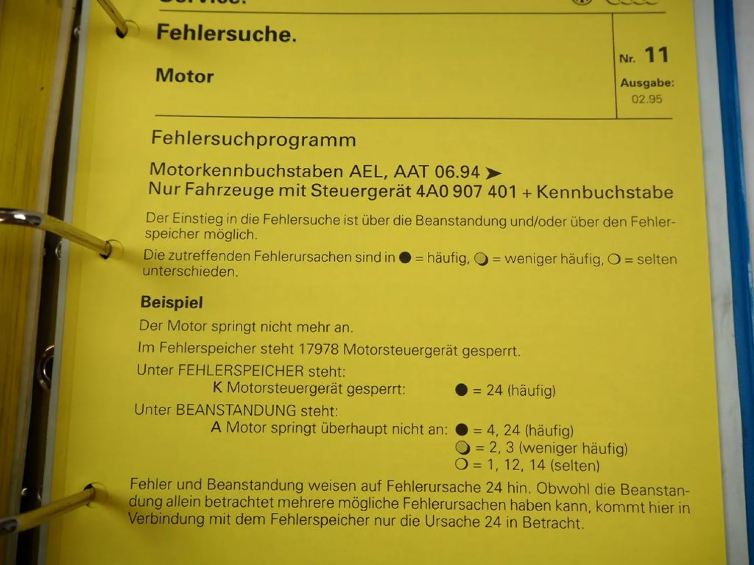 VAG Fehlersuche Motor Klimaanlage Karosserie Reifen Audi 80 100 200 VW Bus Golf