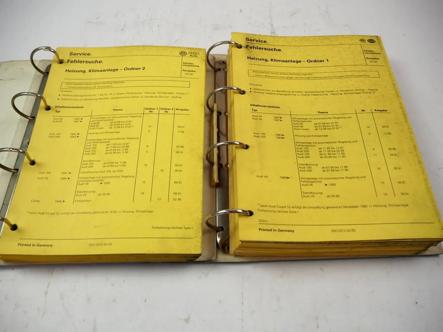 VAG Fehlersuche Motor Klimaanlage Karosserie Reifen Audi 80 100 200 VW Bus Golf