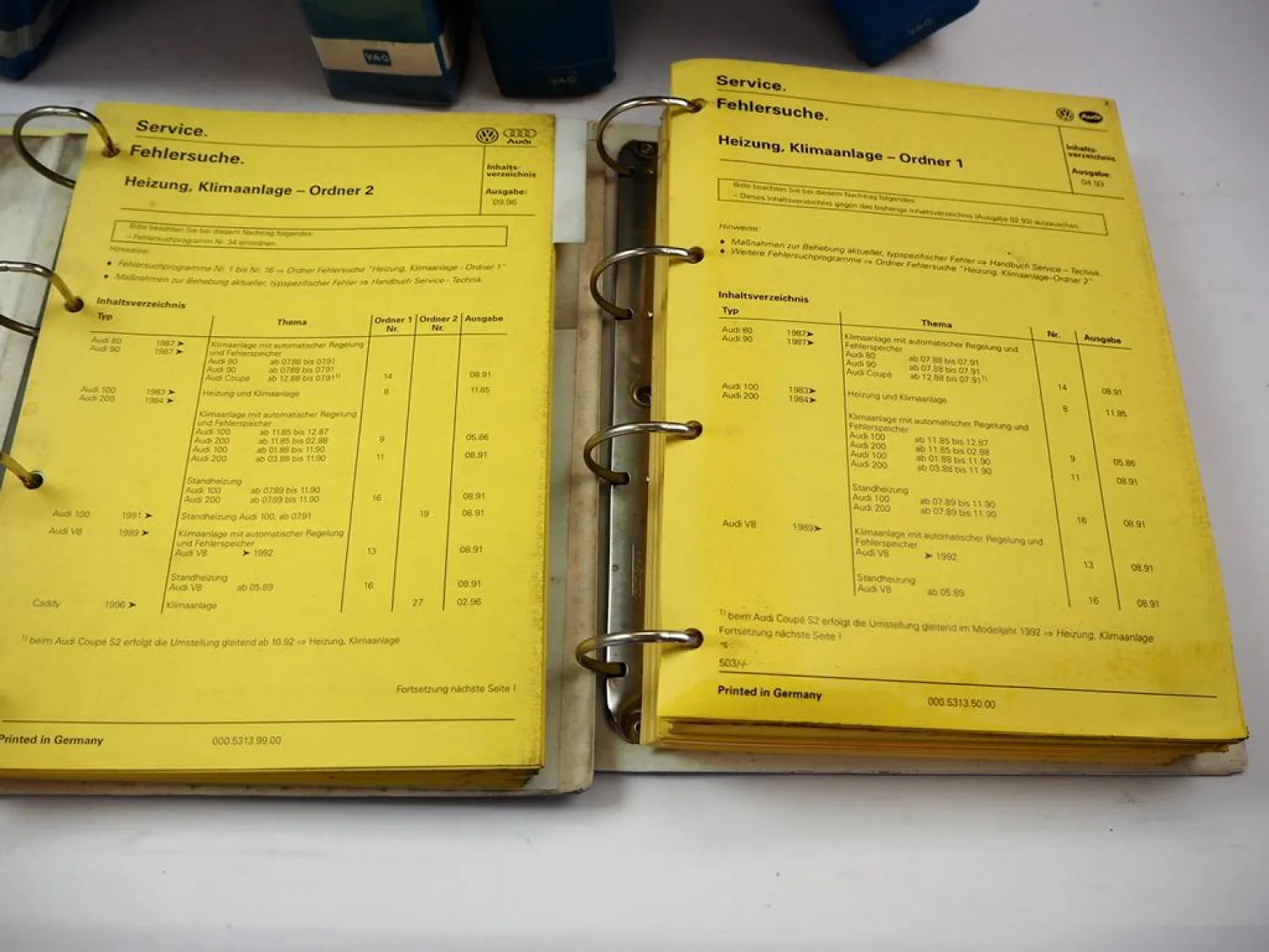 VAG Fehlersuche Motor Klimaanlage Karosserie Reifen Audi 80 100 200 VW Bus Golf