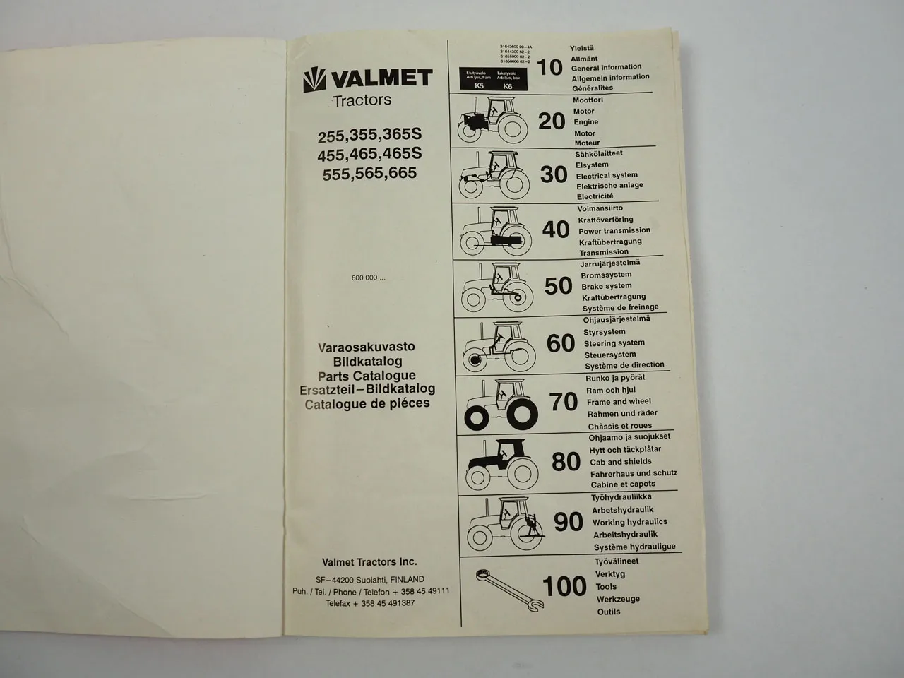 Valmet 255 355 365S 455 465 465S 555 565 665 Traktor Ersatzteilkatalog 1993