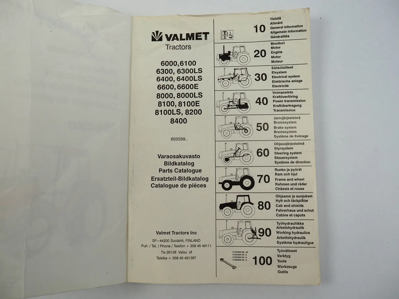 Valmet 6000 6100 6300 6400 6600 8000 8100 8200 8400 Mezzo Ersatzteilkatalog 1994