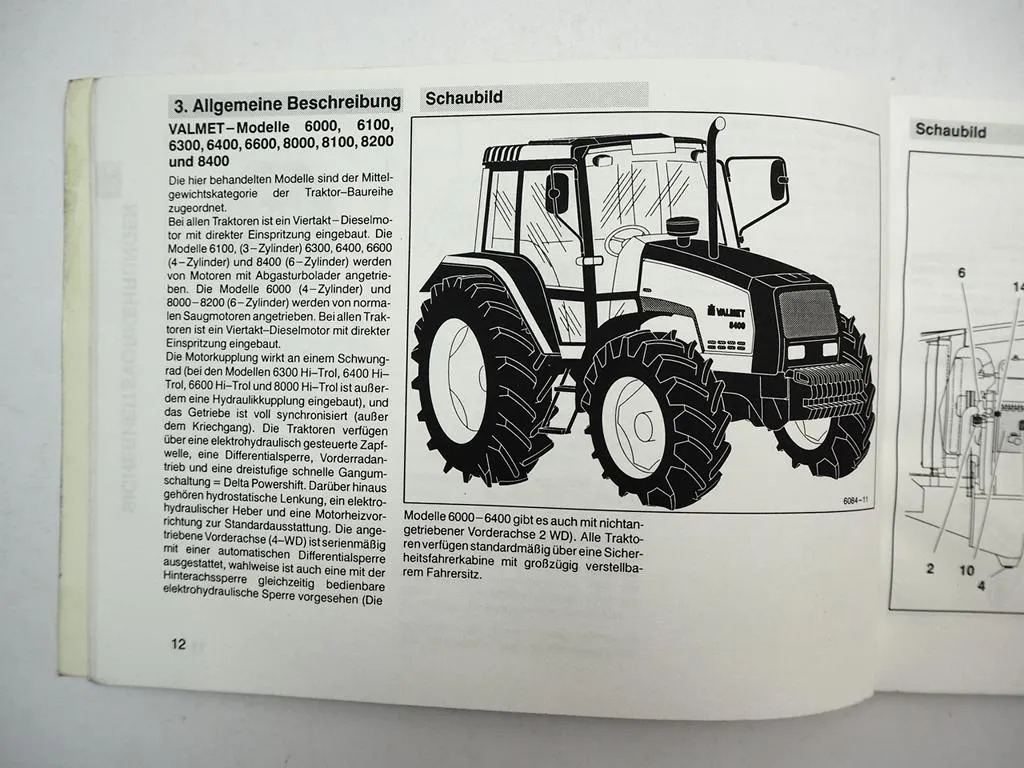 Valmet 6000 6100 6300 6400 6600 8000 8100 8200 8400 Traktor Betriebsanleitung