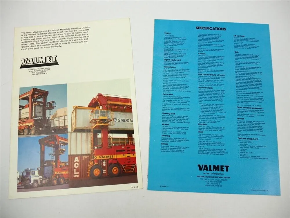 Valmet Container Stacker TD 2812 3512 RoRo Stapler 2x Prospekt Finnland