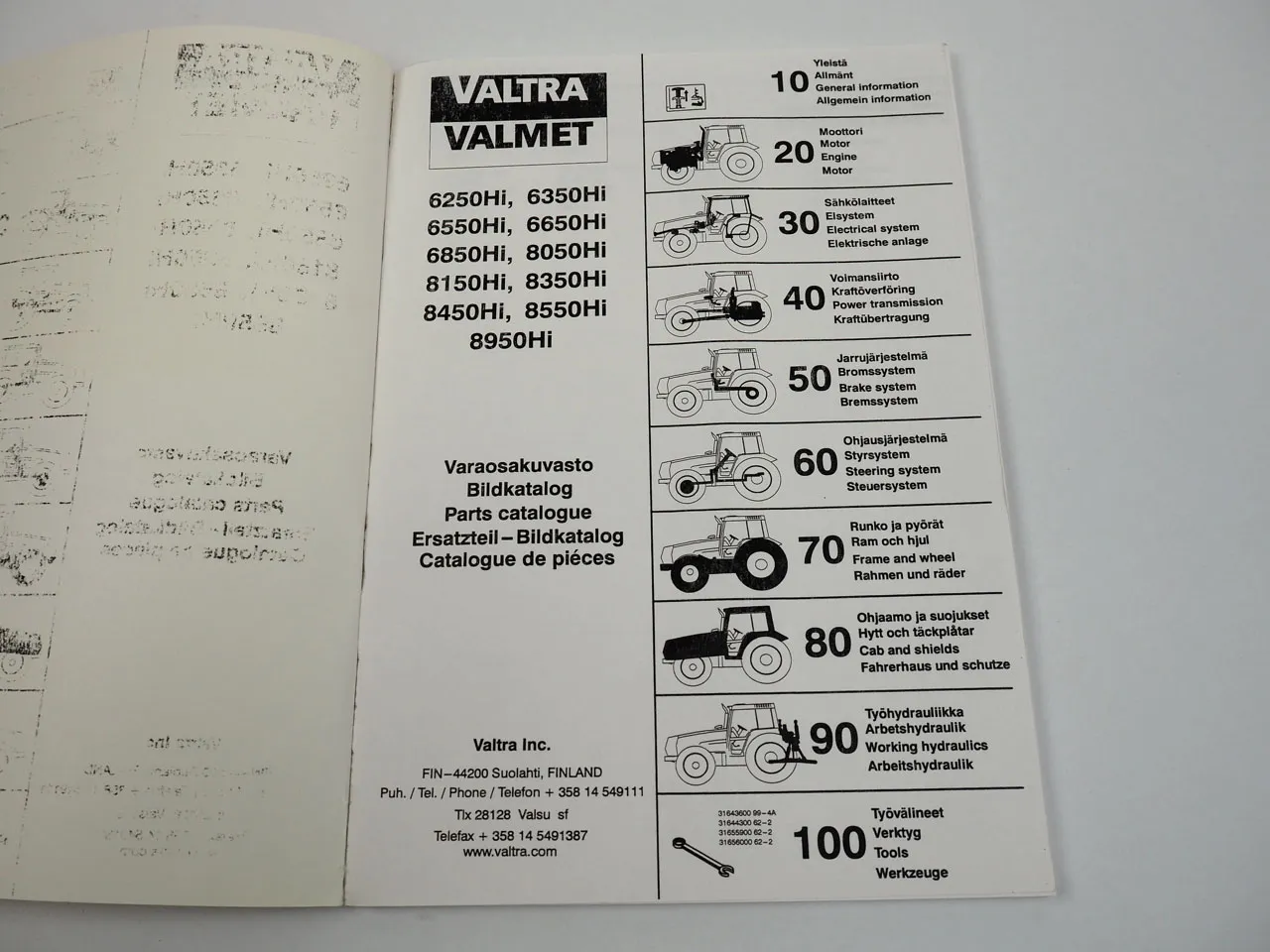 Valmet HiTech 6250 bis 8950 Traktor Ersatzteilkatalog Bildkatalog 1999