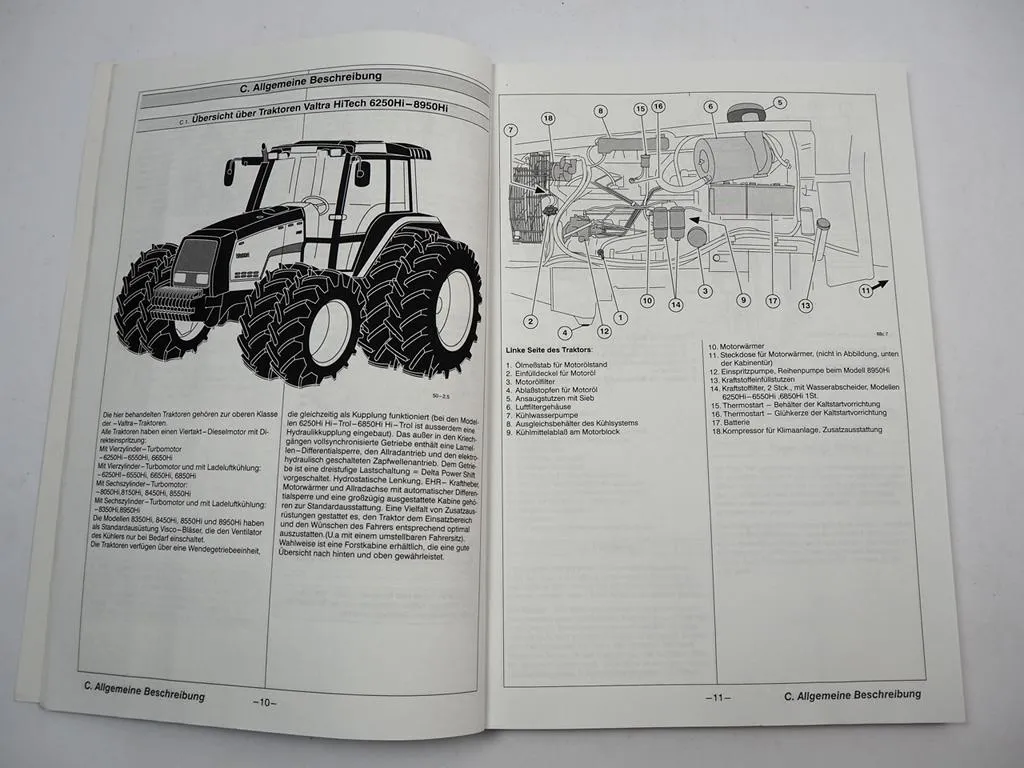 Valtra HiTech 6250 bis 8950 Traktor Betriebsanleitung Bedienungsanleitung 2001