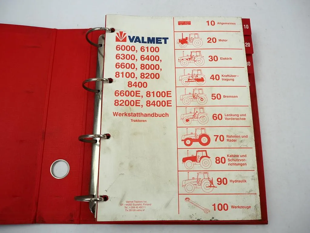 Valtra Valmet 6000 - 8400 6600E - 84700E Traktor Werkstatthandbuch 1990 - 1995