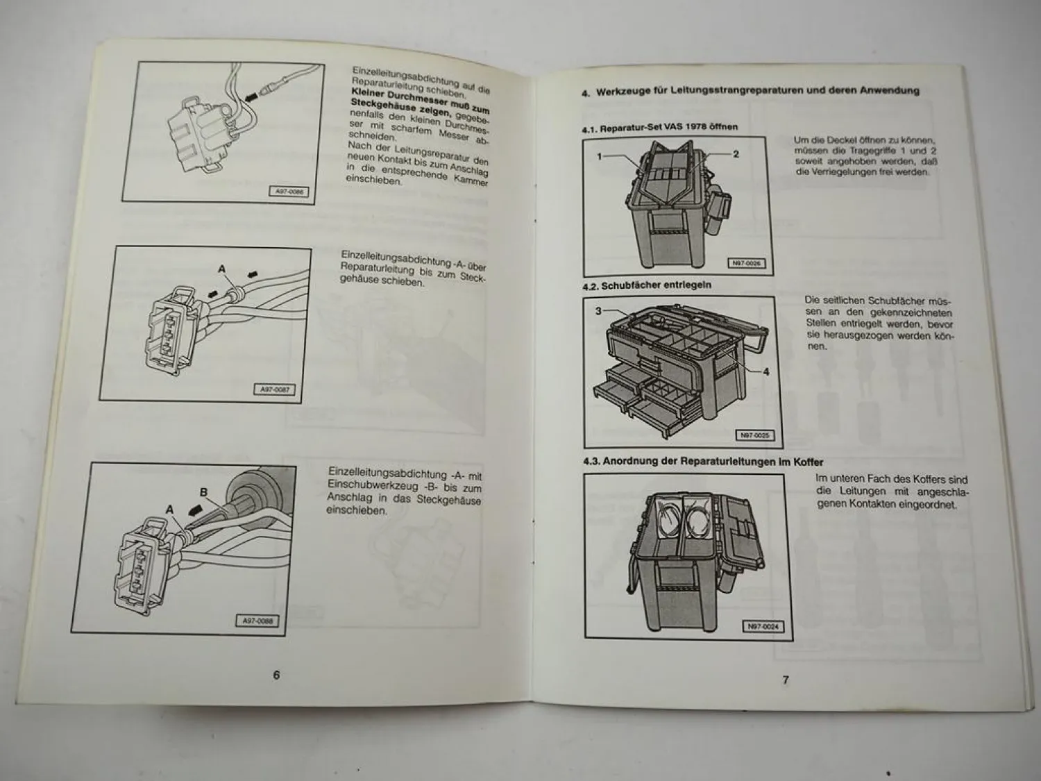 VAS 1978 Leitungsstrangreparatur Set Bedienungsanleitung Audi VW Seat Skoda