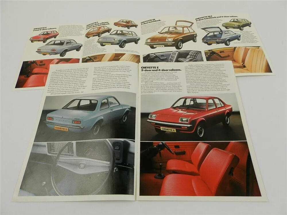 Vauxhall Chevette E L GL GLS Saloon Hatchback 2x Prospekt Brochure 1976