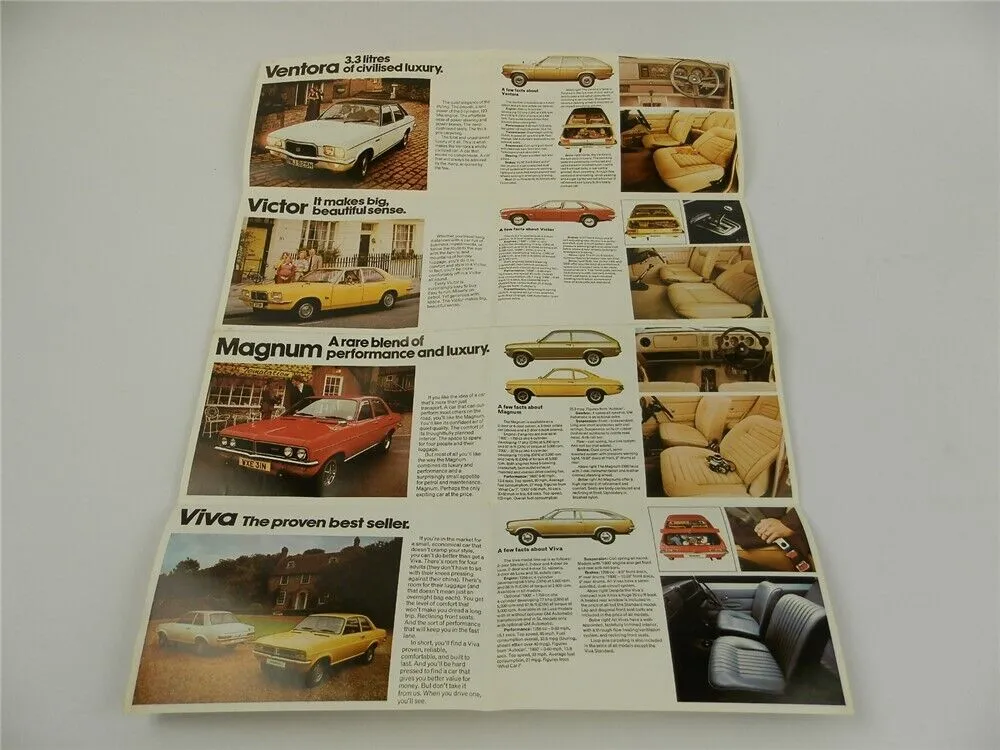Vauxhall Gesamtprogramm 1974 Ventora Victor Viva Firenza VX 2x Prospekt Brochure