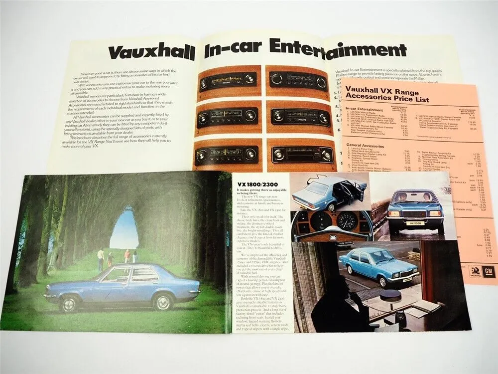 Vauxhall VX Series 1800 2300 GLS Saloon Estate Prospekt Brochure Price List 1976