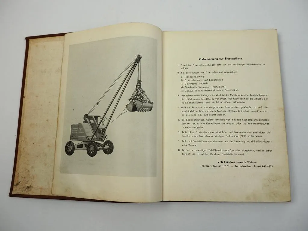 VEB Weimar T170 Selbstfahrender Lader Ersatzteilliste 1959