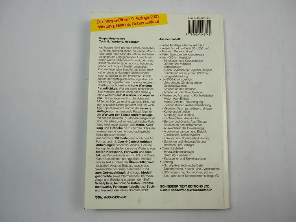 Vespa Motorroller PK PX Cosa seit 1970 Werkstatthandbuch Reparatur Wartung 2001