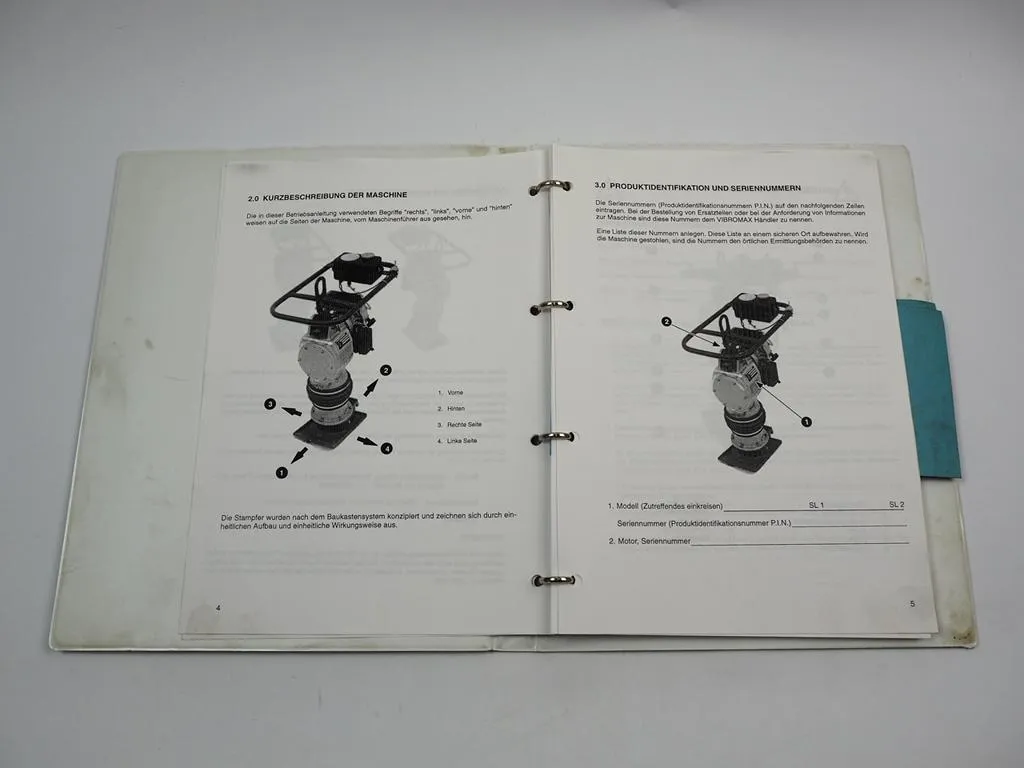Vibromax Schnellschlag Stampfer SL 1 SL 2 Betriebsanleitung Ersatzteilliste 1995
