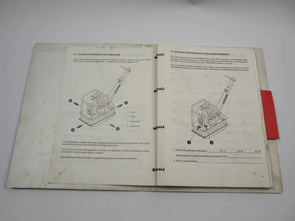 Vibromax Vibrationsplatte AT 25 Betriebsanleitung Ersatzteilliste 1997/1999