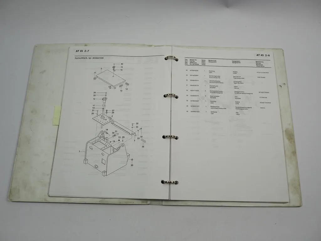 Vibromax Vibrationsplatte AT 45 Betriebsanleitung Ersatzteilliste 2000