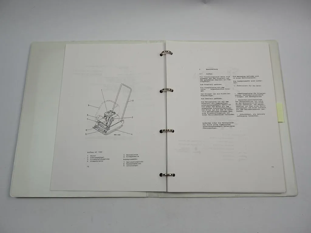 Vibromax Vibrationsplatte AV 1300 B Betriebsanleitung Ersatzteilliste 1999