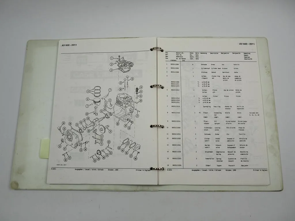 Vibromax Vibrationsplatte AV 600 Betriebsanleitung Ersatzteilliste 1993