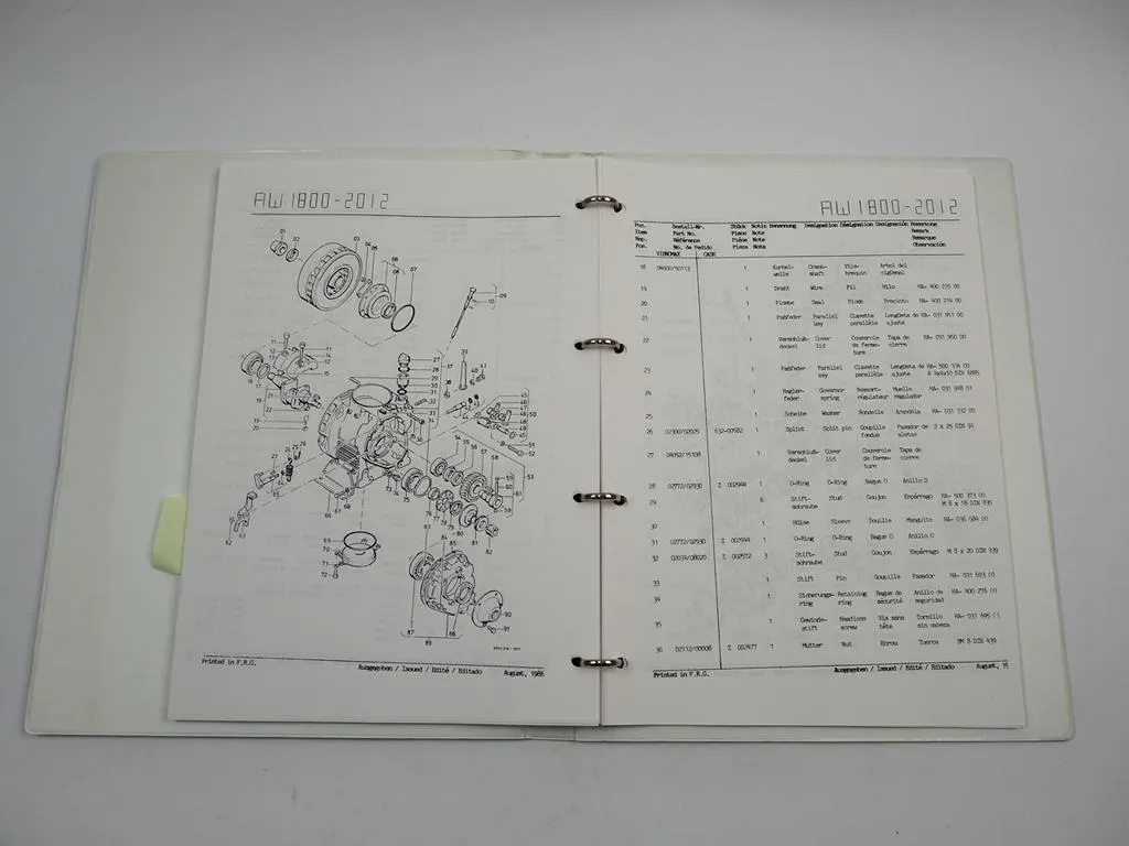 Vibromax Vibrationsplatte AW 1800 Betriebsanleitung Ersatzteilliste 1986