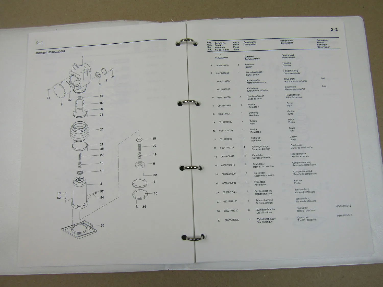 Vibromax VM2 Stampfer Bedienungsanleitung 2001 Ersatzteilliste