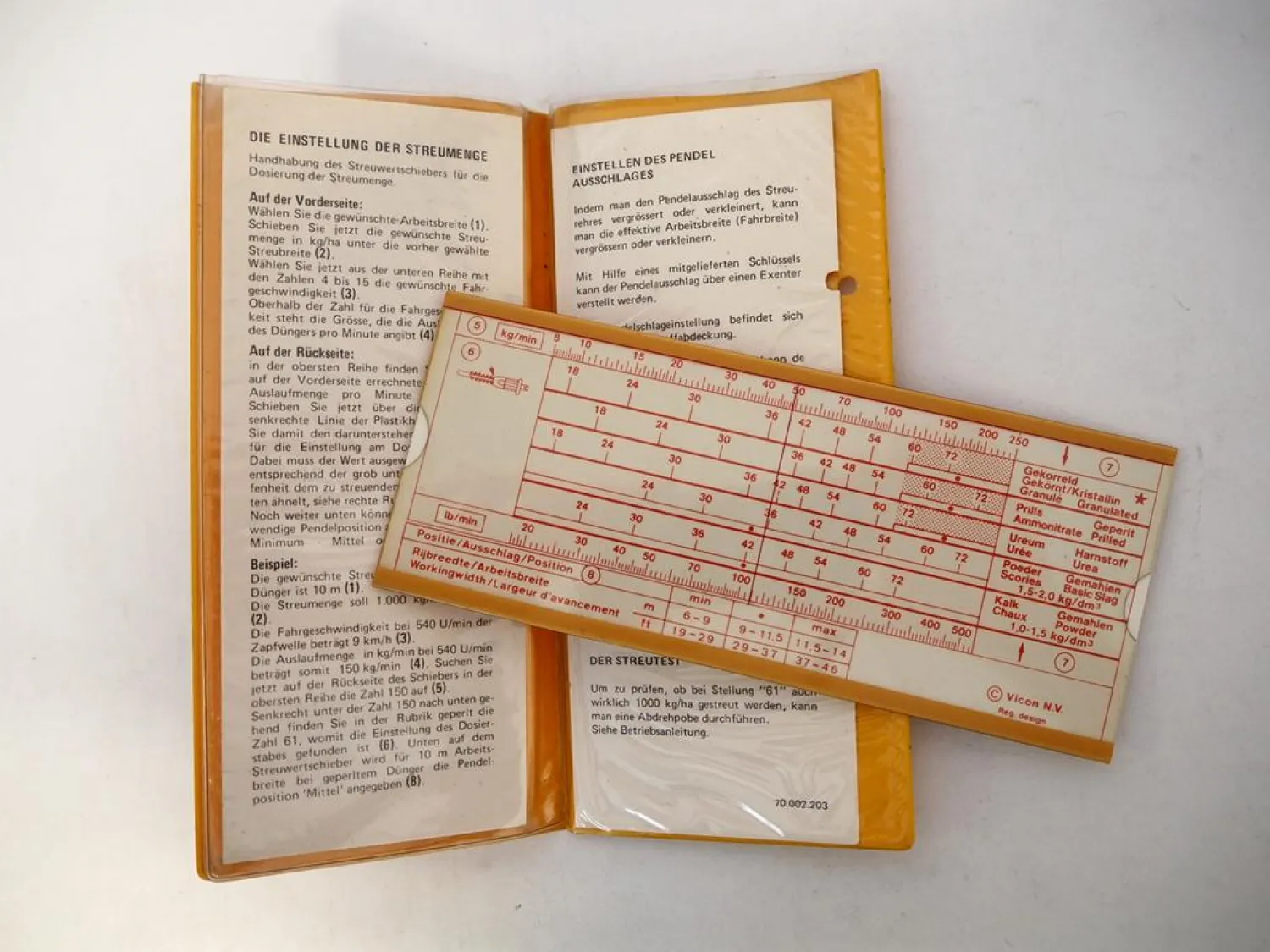 Vicon Original Streuwertschieber Dosierschieber für Düngemittel Schiebetabelle