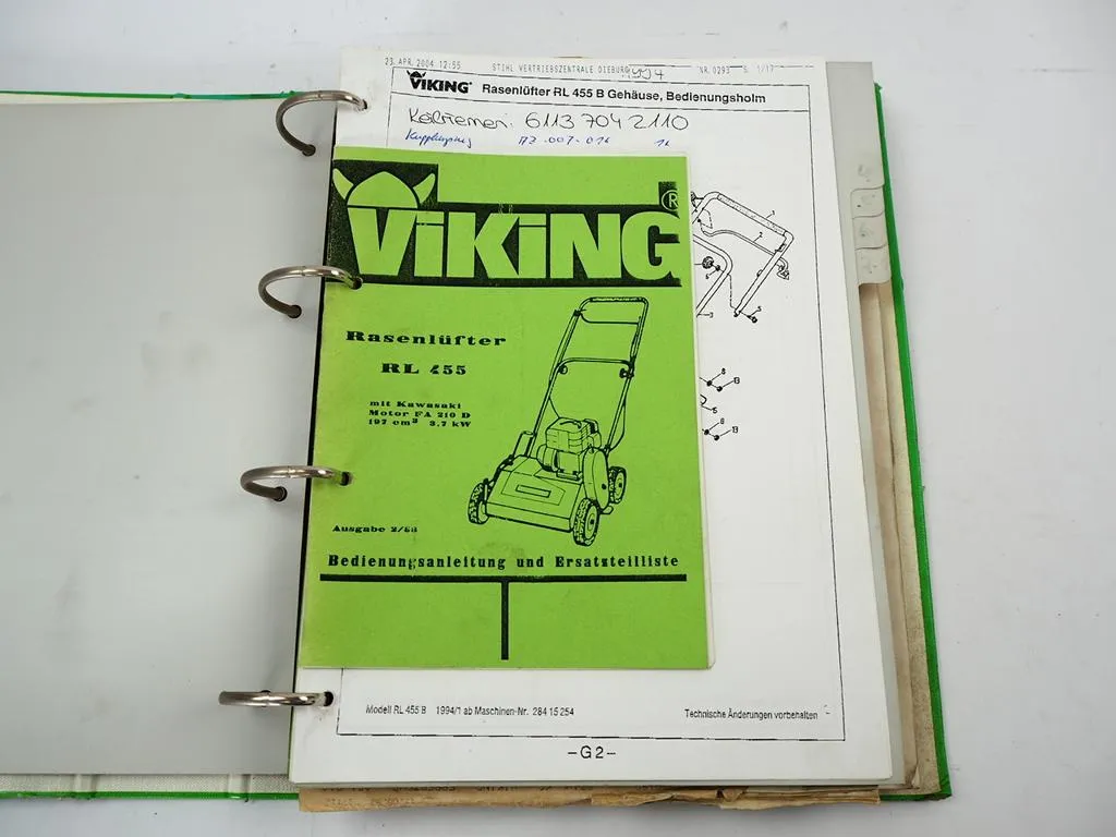 Viking RL FM VE AE AD Mäher Einachser Häcksler Betriebsanleitung Ersatzteilliste