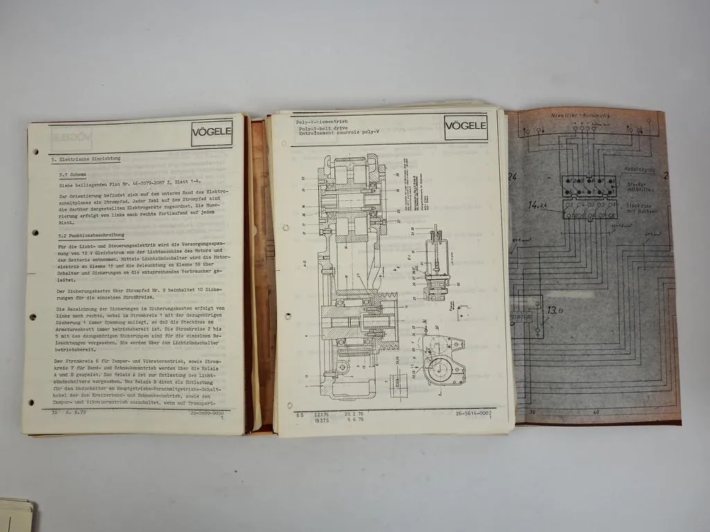 Vögele Super 170 Typ 6-56 Straßenfertiger Betriebsanleitung Ersatzteilliste 1975