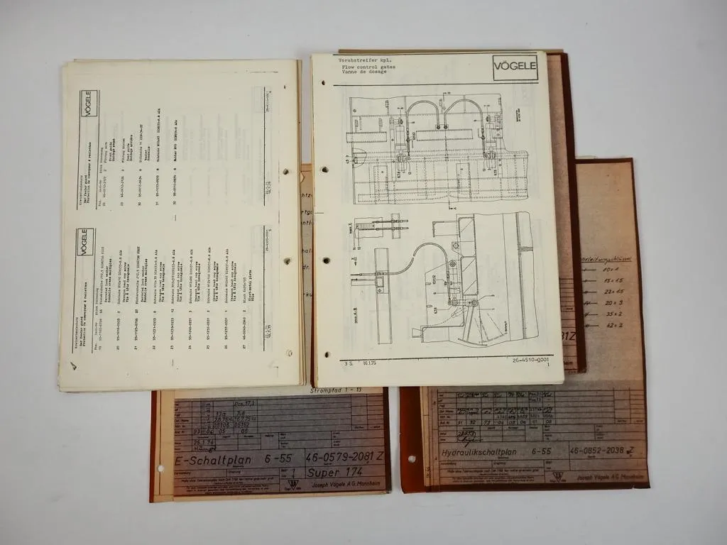 Vögele Super 174 Straßenfertiger Ersatzteilliste Schaltplan 1975