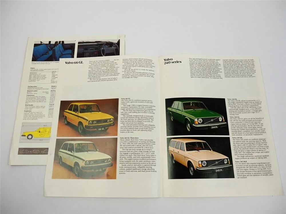 Volvo 66 244 245 264 265 PKW 2x Prospekt Brochure 1976