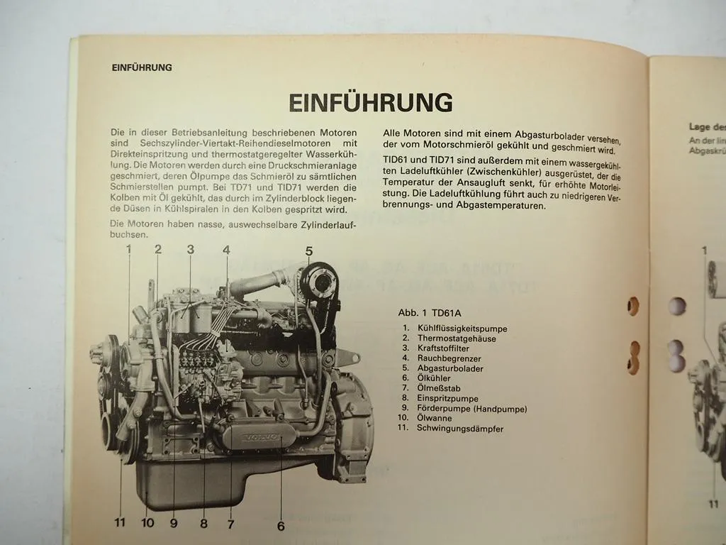 Volvo Penta TD61A TD71A TID61 TID71 Dieselmotor Betriebsanleitung Wartung 1987