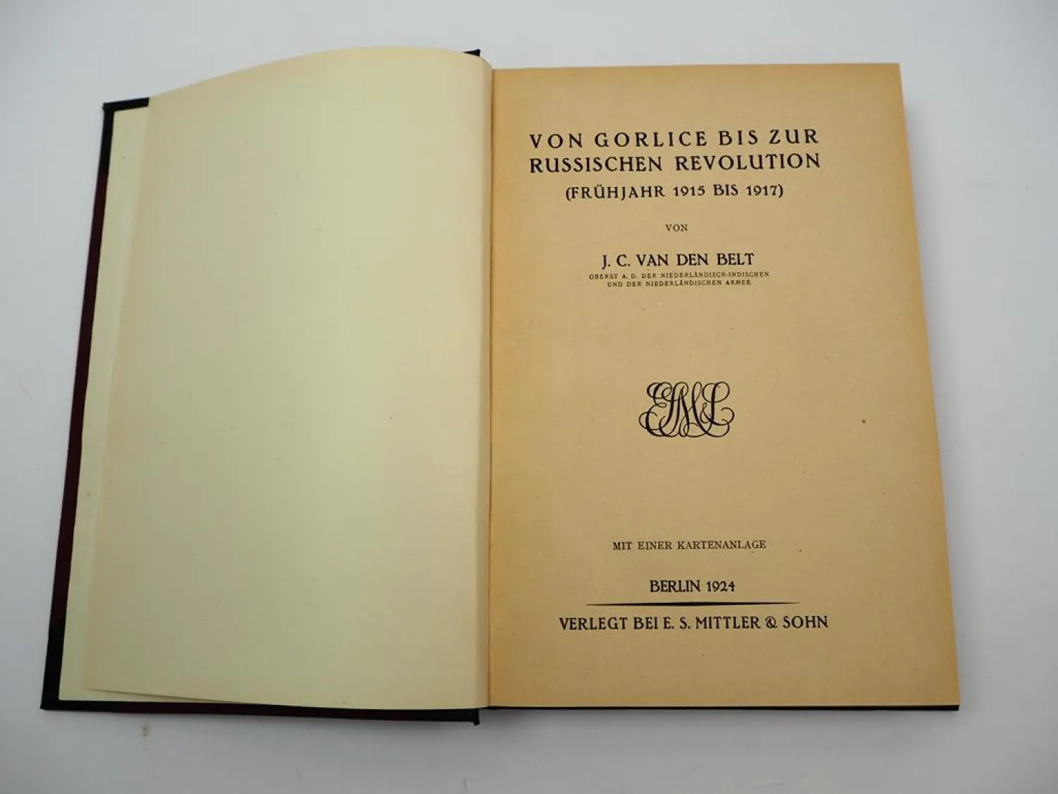 Von Gorlice bis zur Russischen Revolution 1924 WK1 J. C. van den Belt
