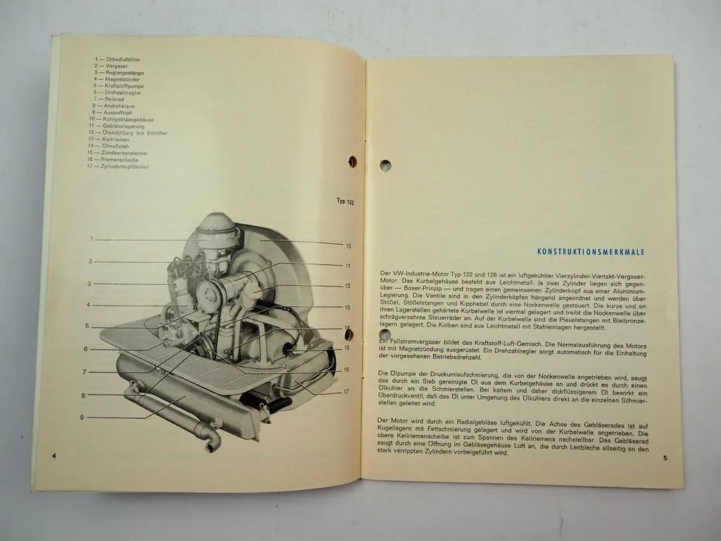 VW 122 126 Industriemotor Betriebsanleitung Bedienungsanleitung 1965