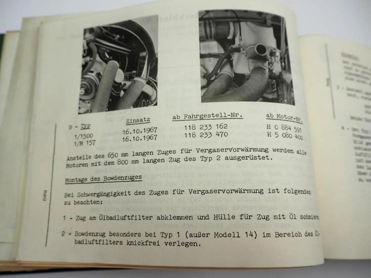 VW Dienst Technische Merkblätter 1966 - 1968 VW Käfer Transporter T2