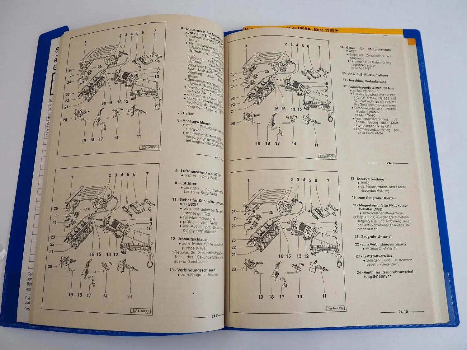 VW Golf IV Bora Reparaturhandbuch 2,3l Motronic AGZ 110kW Einspritzanlage