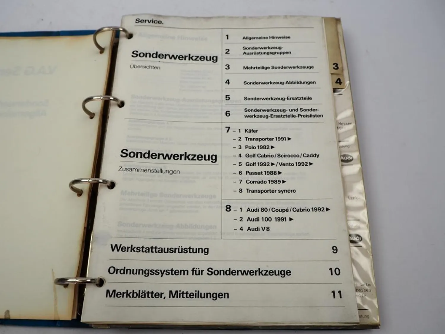 VW Golf Käfer T3 T4 Audi V8 80 Coupe Sonderwerkzeug Spezialwerkzeug Katalog 1991