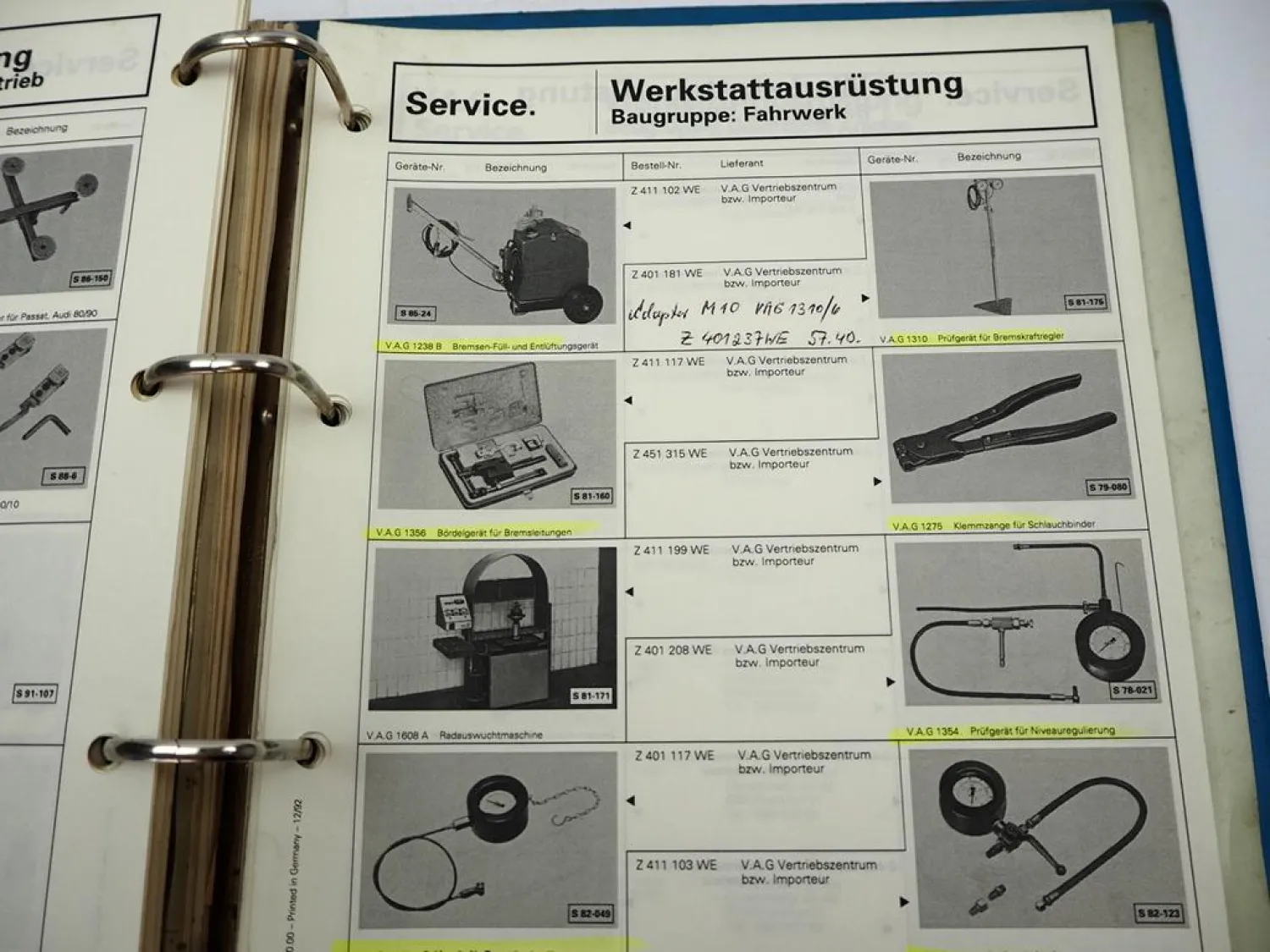 VW Golf Käfer T3 T4 Audi V8 80 Coupe Sonderwerkzeug Spezialwerkzeug Katalog 1991