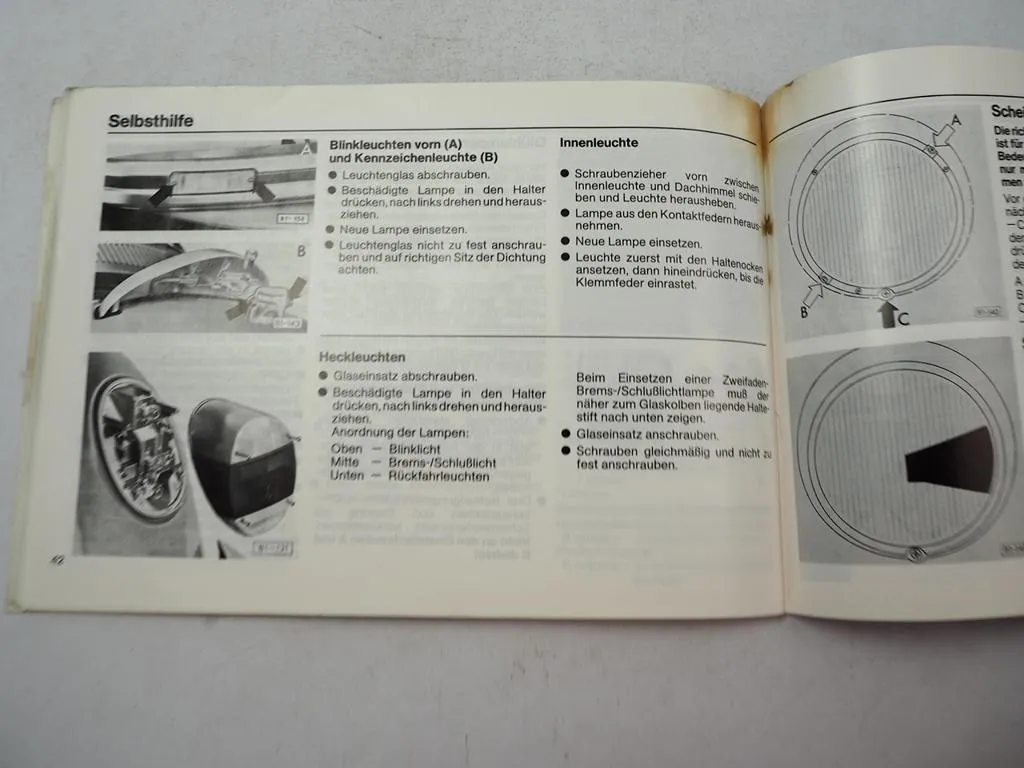 VW Käfer 1200 34 PS Betriebsanleitung 1984 Bedienung Selbsthilfe Wartung