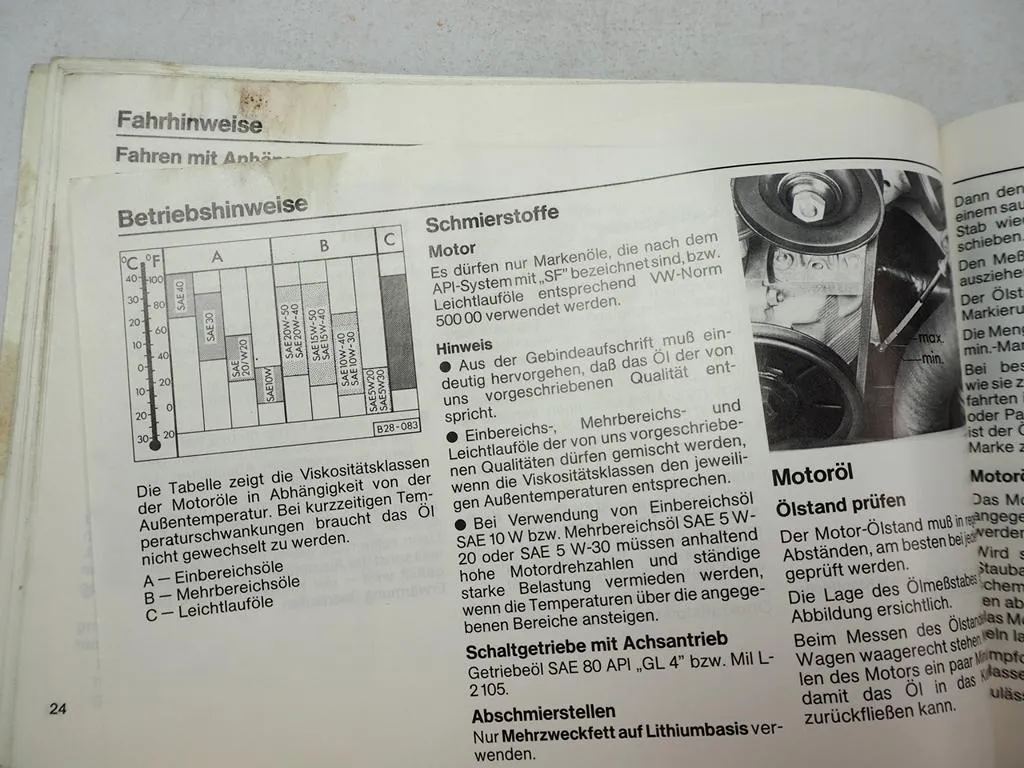 VW Käfer 1200 34 PS Betriebsanleitung 1984 Bedienung Selbsthilfe Wartung