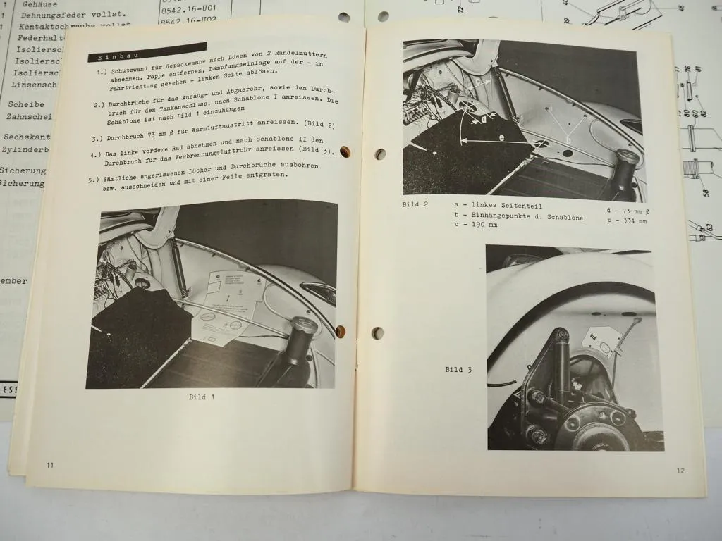 VW Käfer Eberspächer Standheizung 8680 Betriebsanleitung Einbau Ersatzteilliste