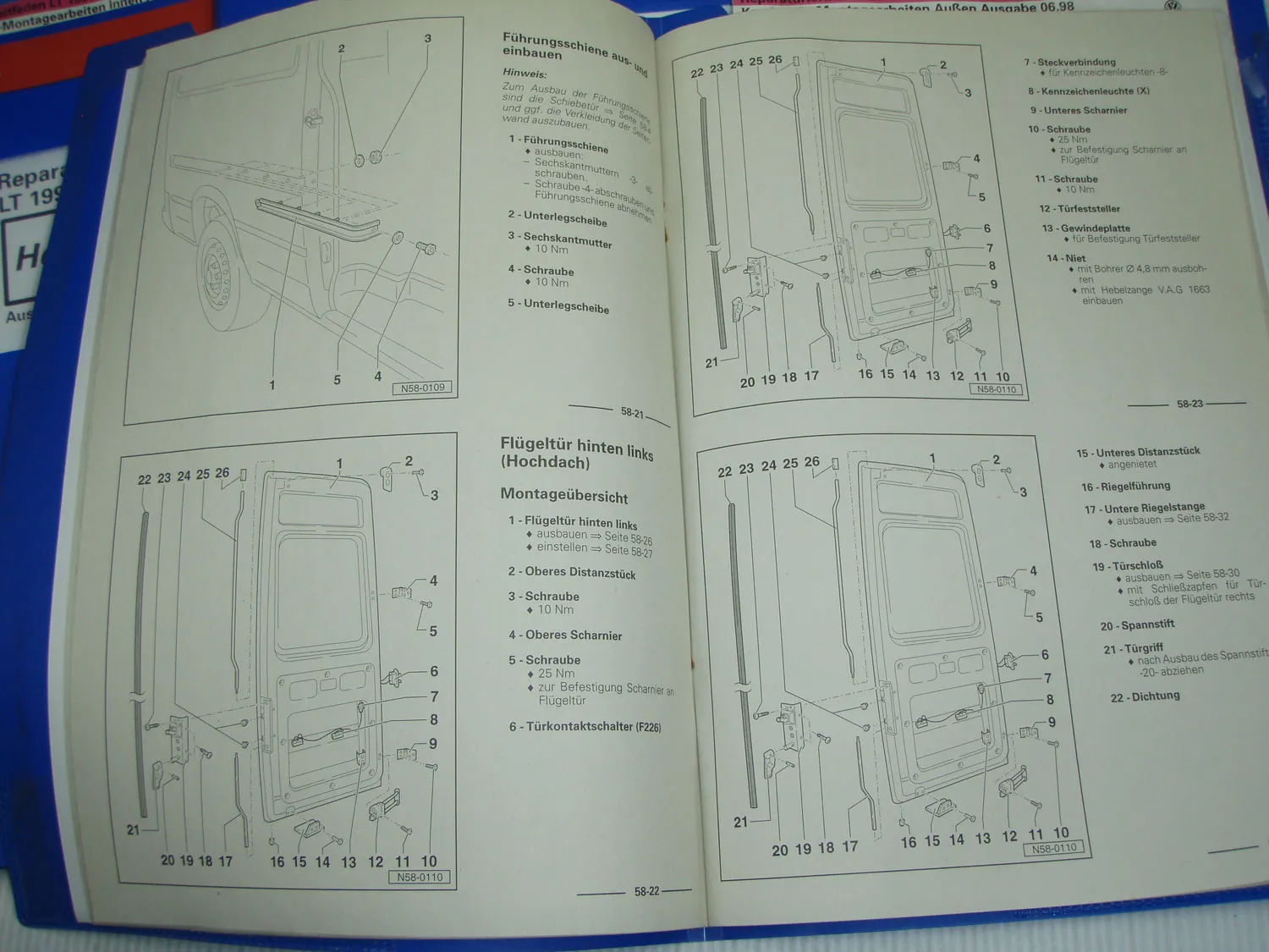 VW LT Typ 2D ab 1997 Reparaturanleitung Karosserie Elektrische Anlage Heizung